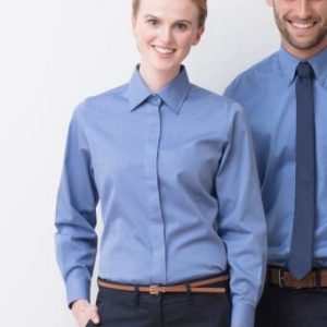 Henbury-Ladies-Long-Sleeve-Pinpoint-Oxford-Shirt